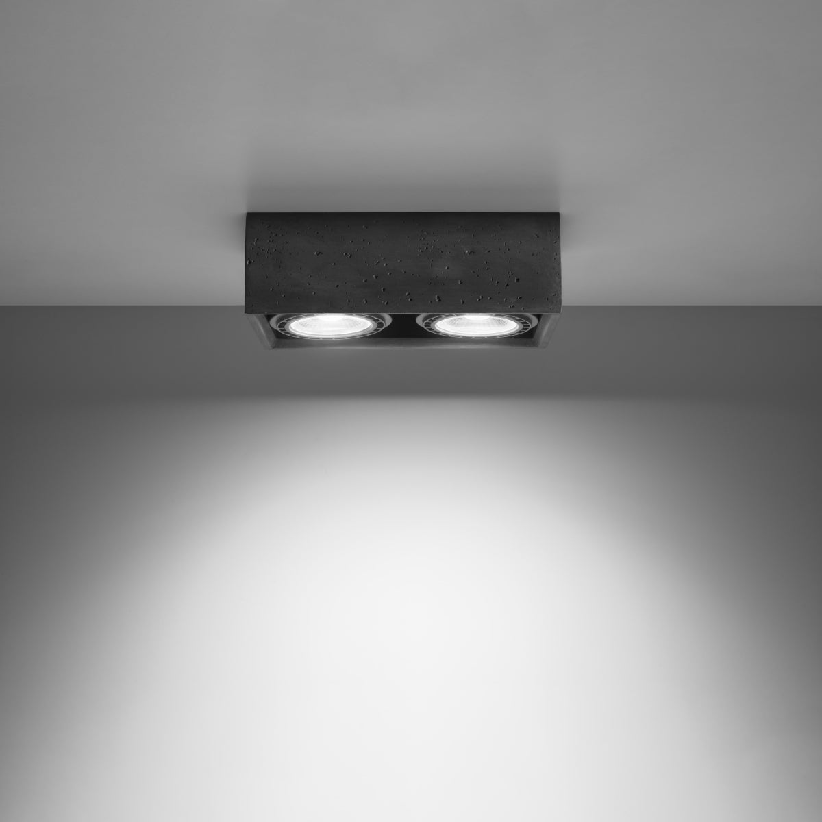 Sollux Lighting Quatro Concrete Ceiling Light with 2 GU10 Spots – Industrial Design, Grey