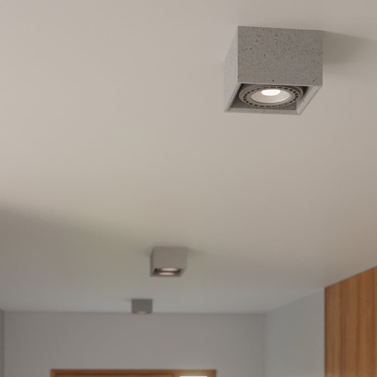 Sollux Lighting Quatro Concrete Ceiling Light with 2 GU10 Spots – Industrial Design, Grey