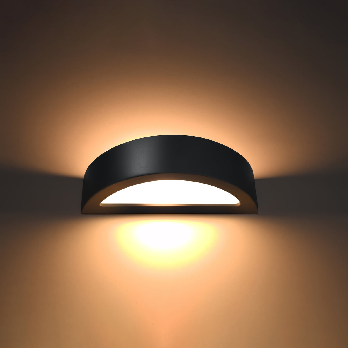 Sollux Lighting Atena Ceramic and Glass Wall Light with E27 Fitting – Modern Design, Black