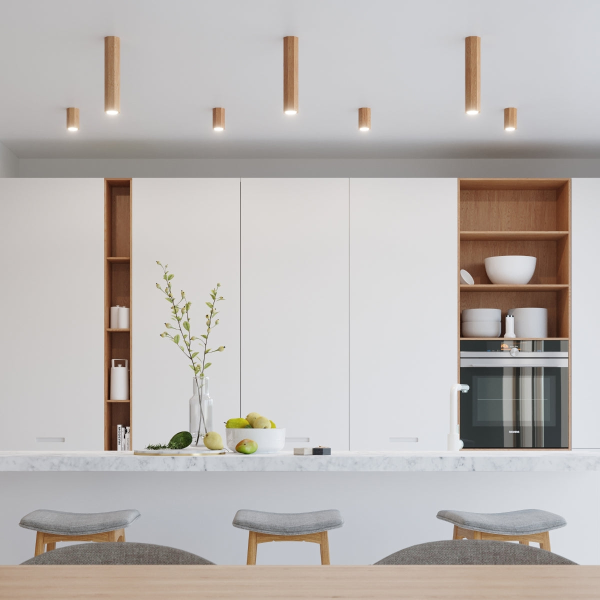 Sollux Lighting Zake Wooden Ceiling Light with GU10 Spot – Scandinavian Design, Oak