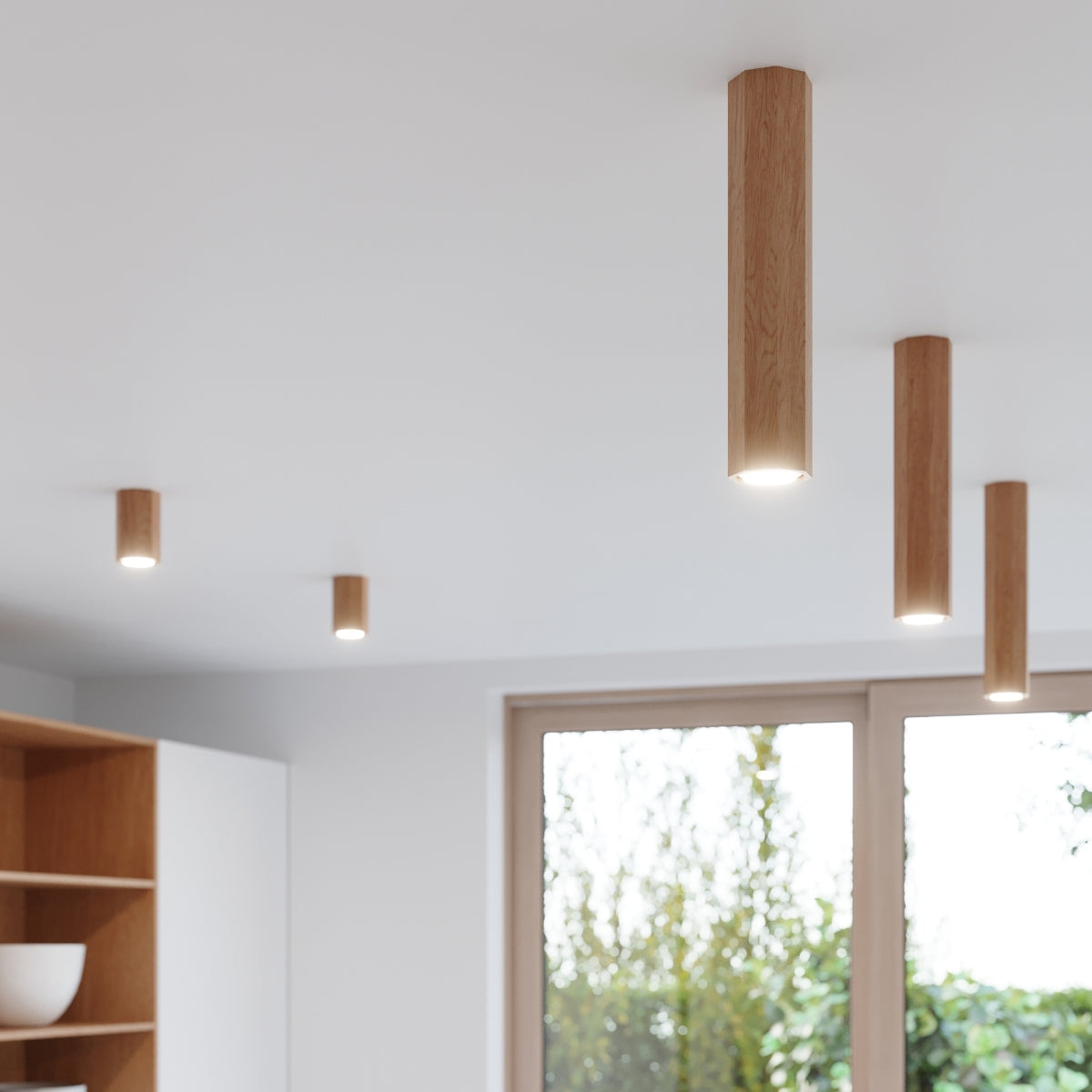 Sollux Lighting Zake Wooden Ceiling Light with GU10 Spot – Scandinavian Design, Oak