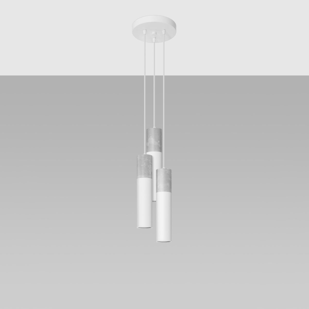 Sollux Lighting Borgio Steel and Concrete Pendant Light with 3 GU10 Spots – Modern Design, White and Grey