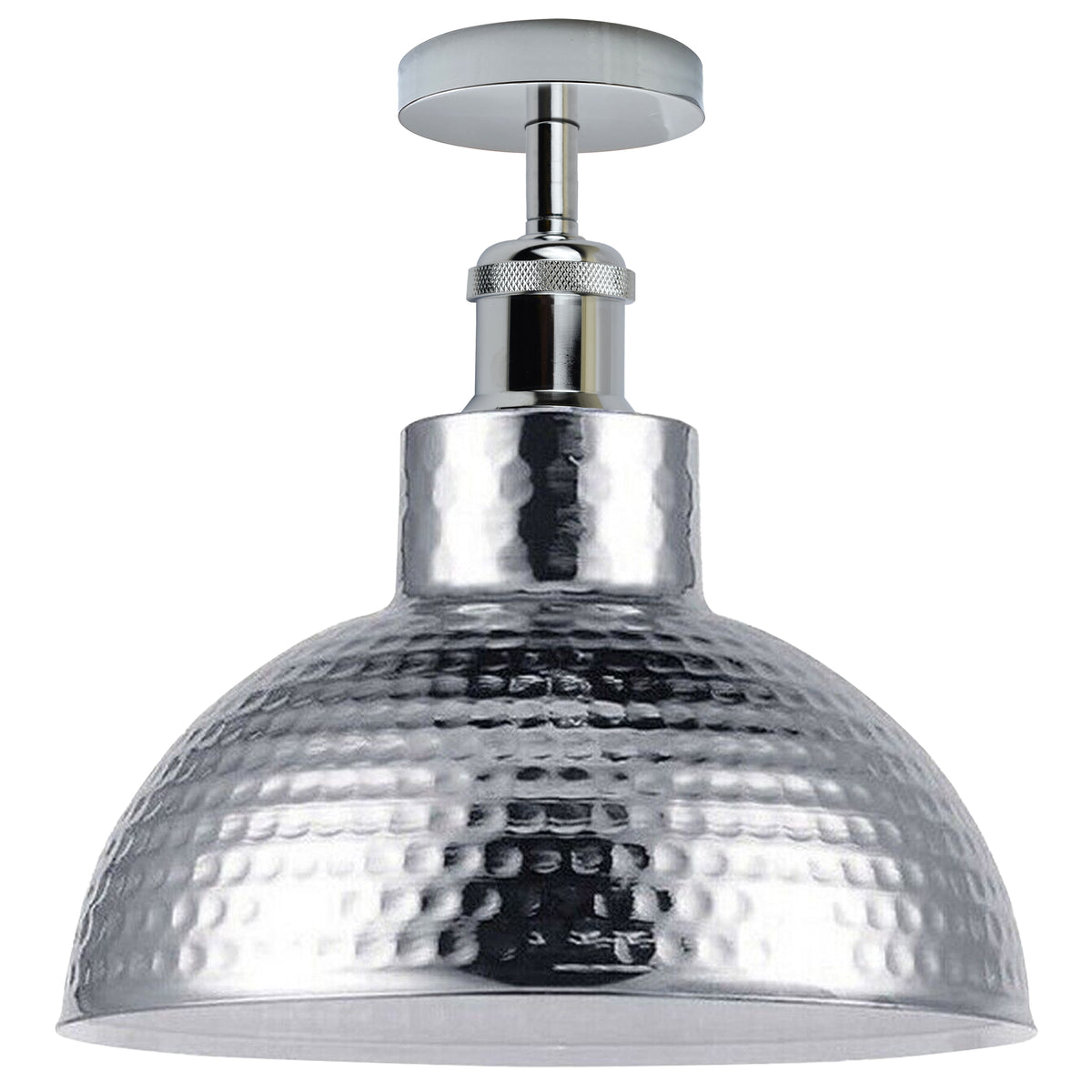 LEDSONE Vintage Industrial Flush Mount Ceiling Light in Chrome Metal, E27 – Hallway, Bedroom & Kitchen Lighting
