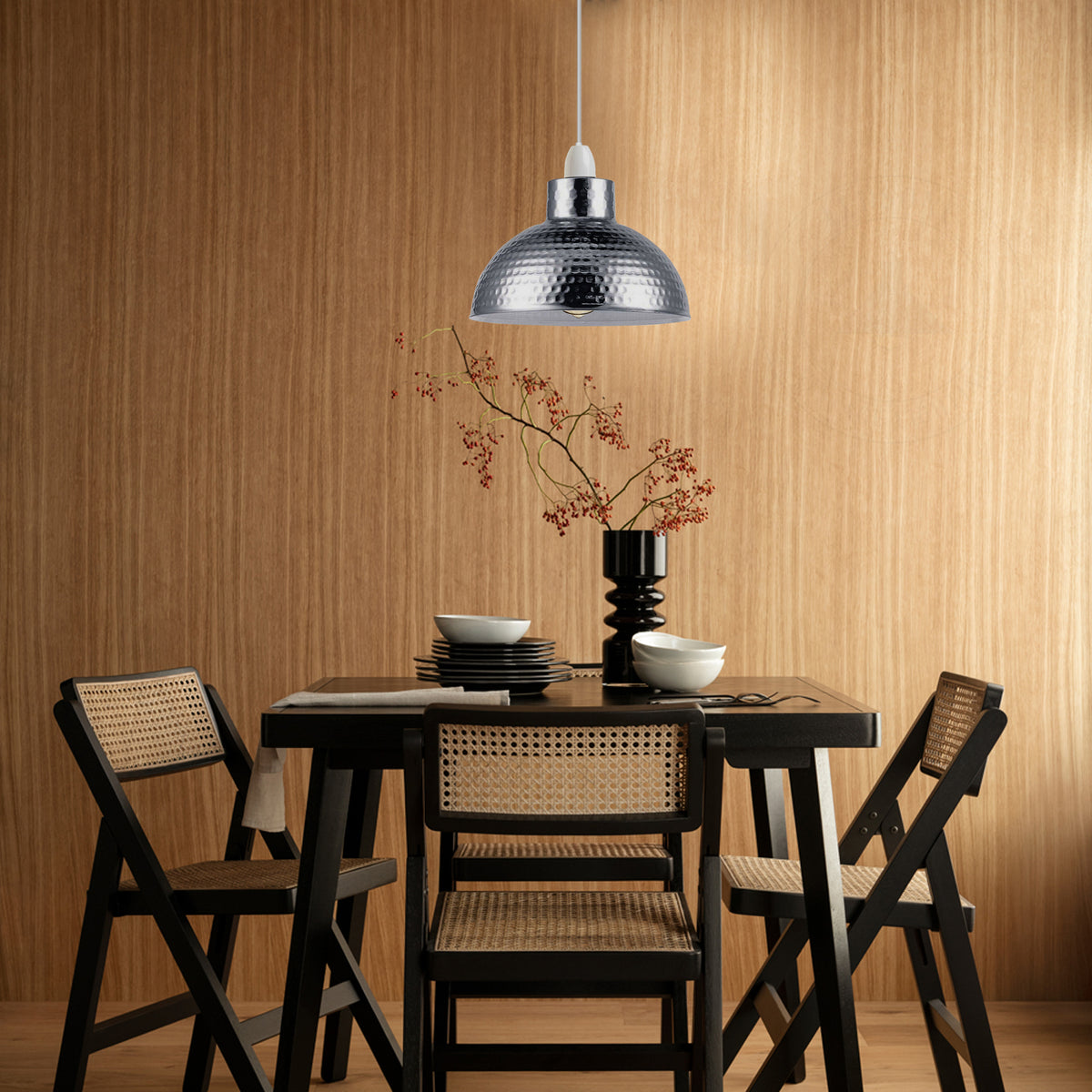 Chrome Retro Easy Fit Pendant Shades – 3 Pack