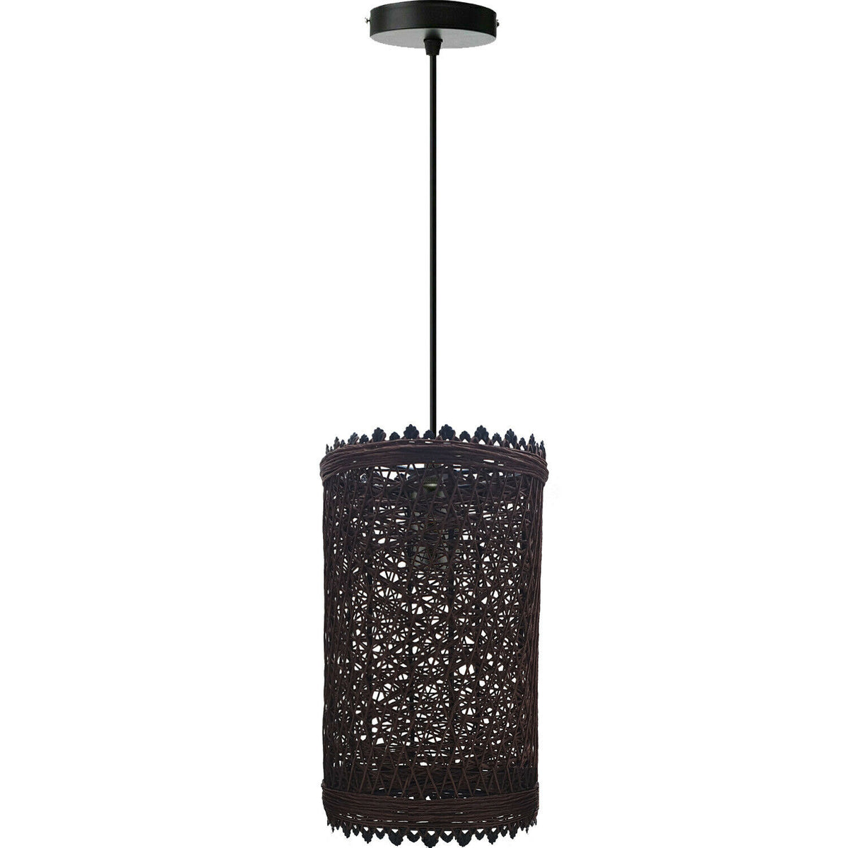 LEDSONE Handmade Wicker Rattan Pendant Light with E27 Holder & Adjustable 95cm Cord – Boho Lampshade