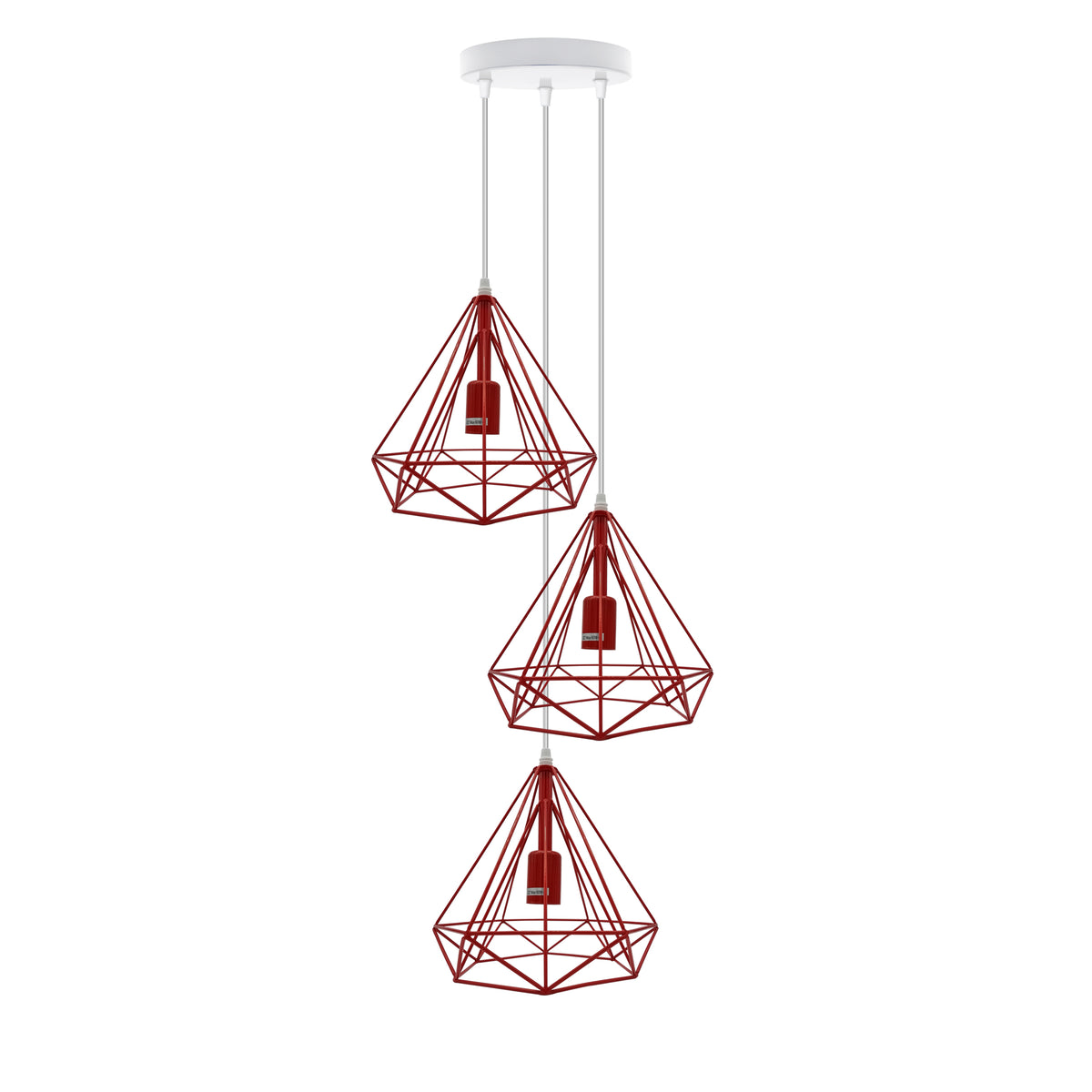 LEDSONE 3-Head Round Base Vintage Industrial Cage Pendant Light, E27 Dimmable – Loft Style Metal Lamp