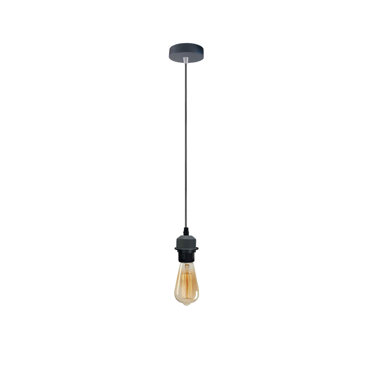 LEDSONE Industrial Grey Pendant Light Fitting with E27 Holder & 95cm Cable – Dimmable Retro Light Kit
