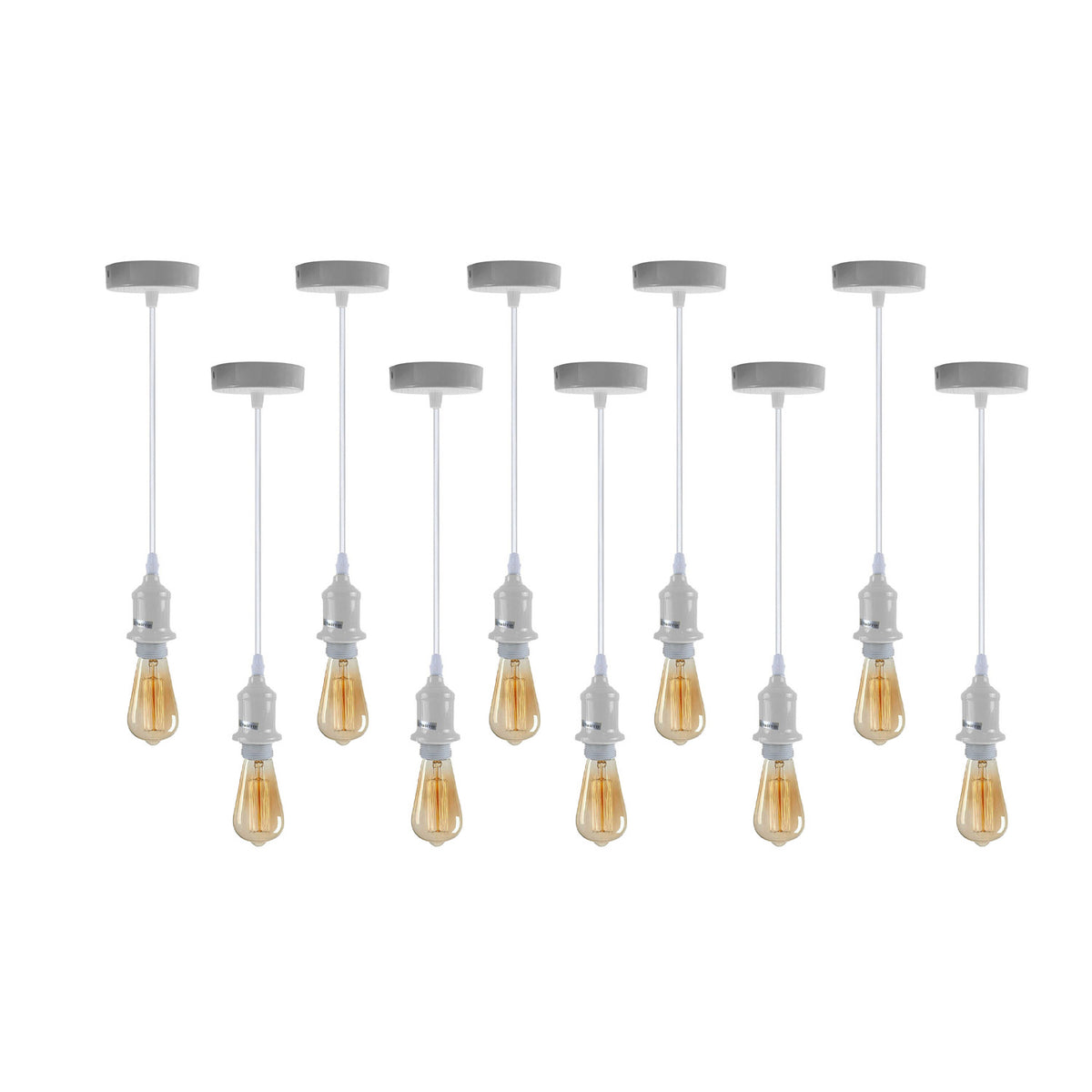LEDSONE 10 Pack Industrial Pendant Light Fitting with E27 Lampshade Holder and 95cm Adjustable Cable