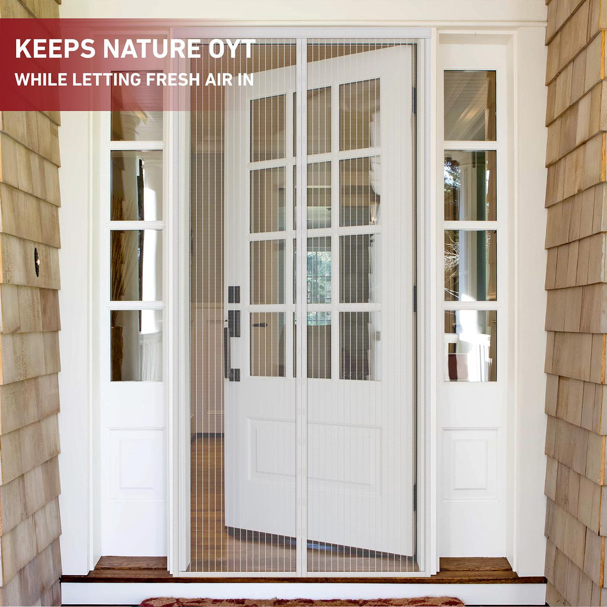 VINSANI Magnetic Insect Door Screen Curtain – Fly and Mosquito Barrier for Doorways, White