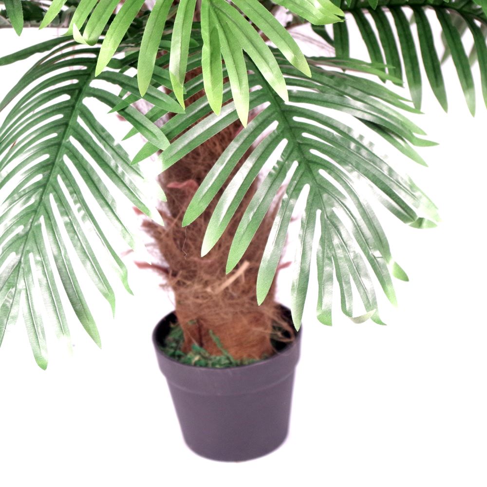 Leaf Artificial Princess Palm Tree, 100cm with Brown Trunk – Realistic Faux Tropical Plant in Plastic Pot