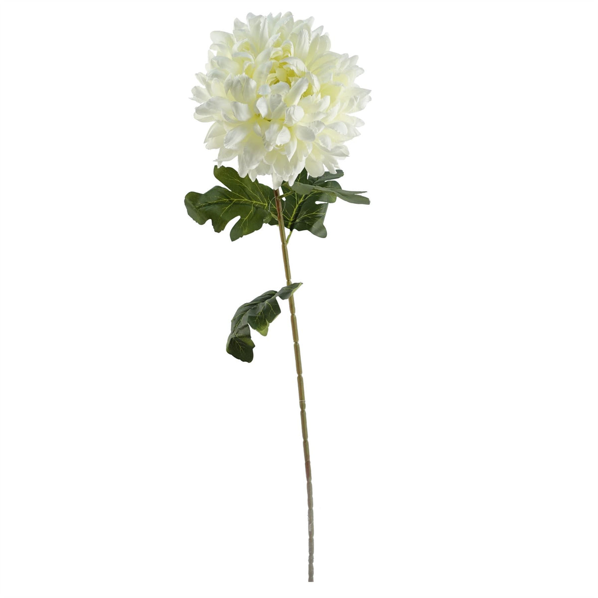 Leaf 75cm Extra Large Artificial Reflex Chrysanthemum with Silk Petals – Single Stem Faux Flower, White