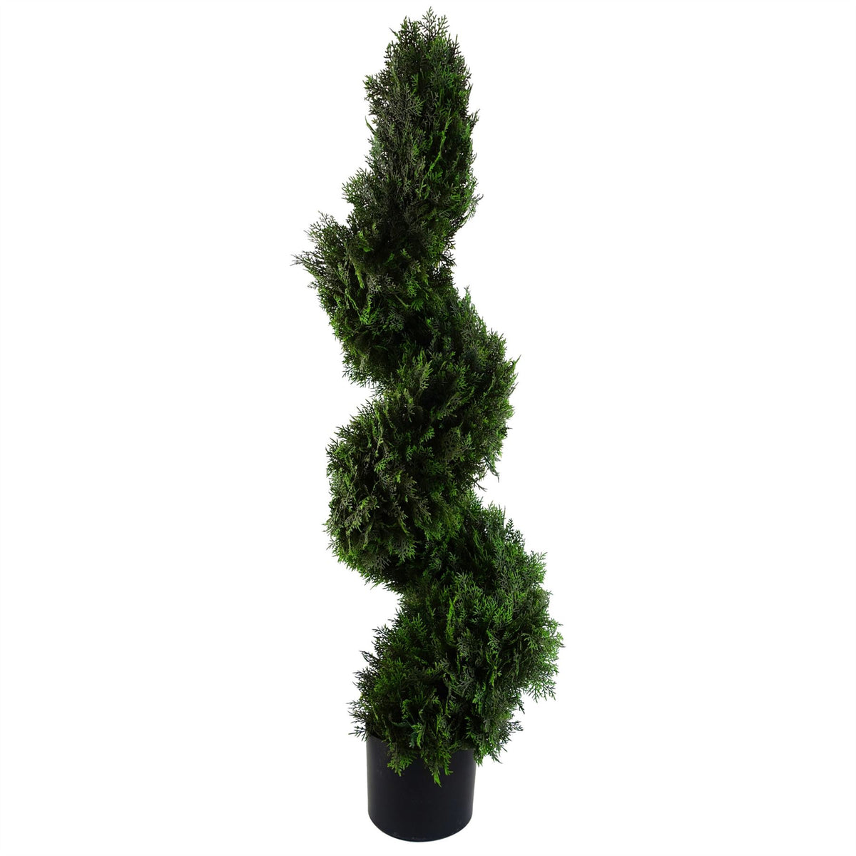 Leaf Design 120cm Artificial Spiral Cedar Tree in Pot – Dense Foliage Topiary for Home & Garden
