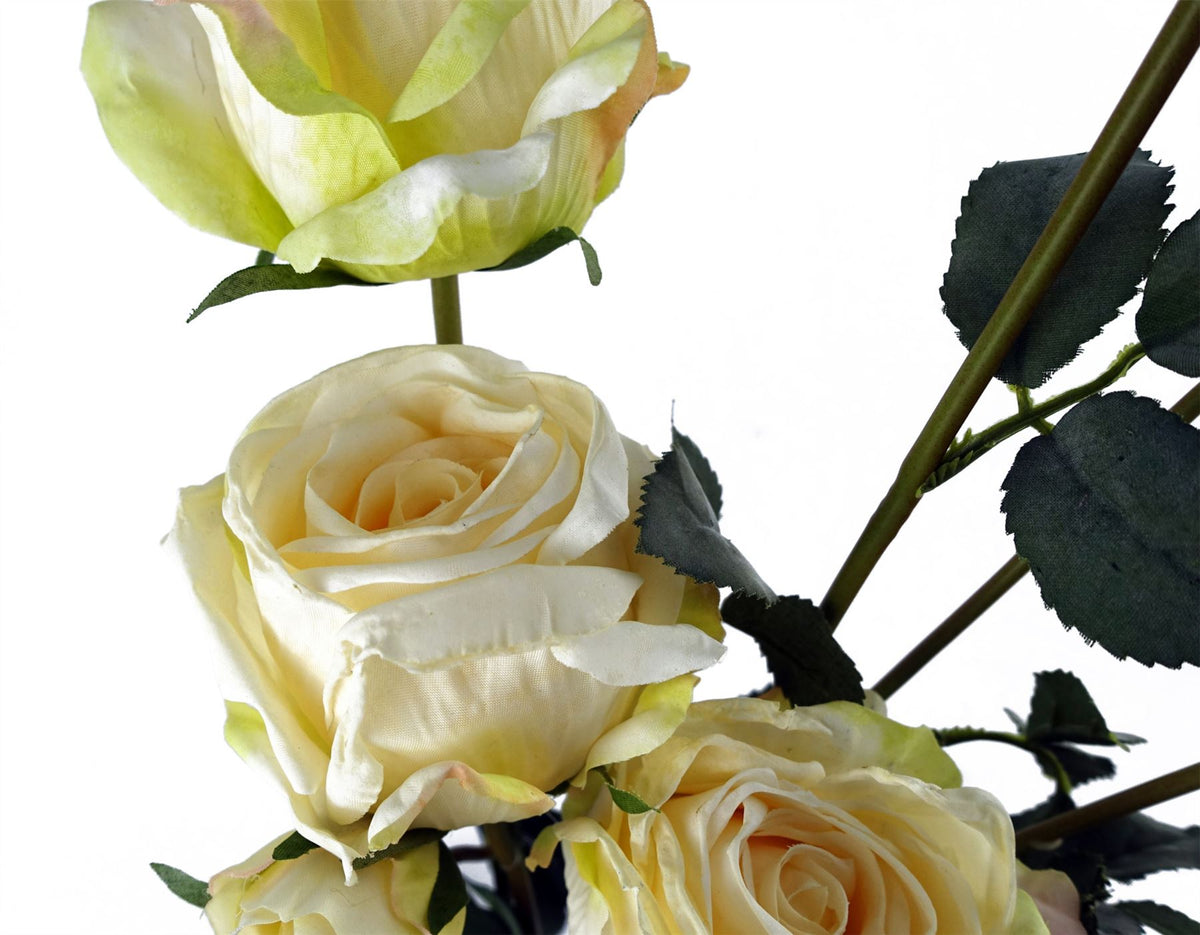 6 x 60cm Cream Rose Artificial Flower Sprays – 24 Flowers 18 Buds
