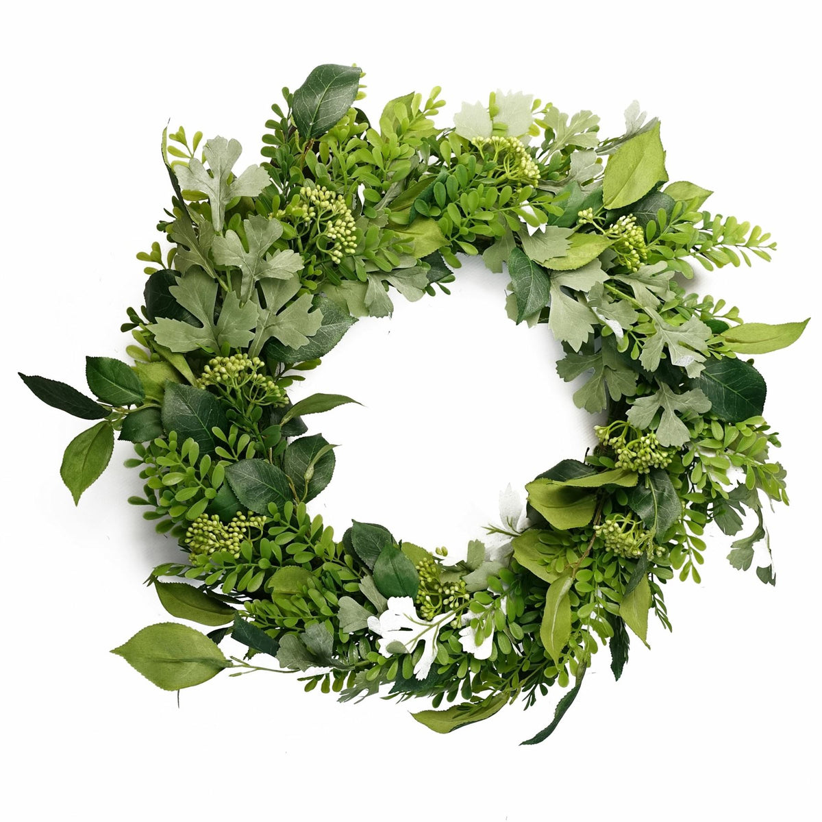 Leaf Design UK 50cm Large Artificial Fern Leaf Wreath with Natural Woven Base – Door Decor