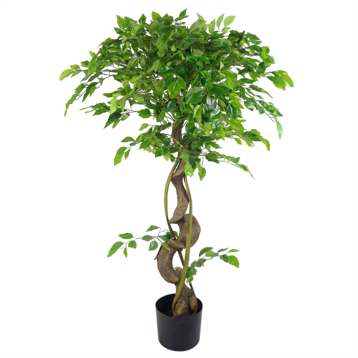 Leaf Design UK 120cm Artificial Japanese Fruticosa Style Ficus Tree with Twisted Trunk – Evergreen, Weighted Pot