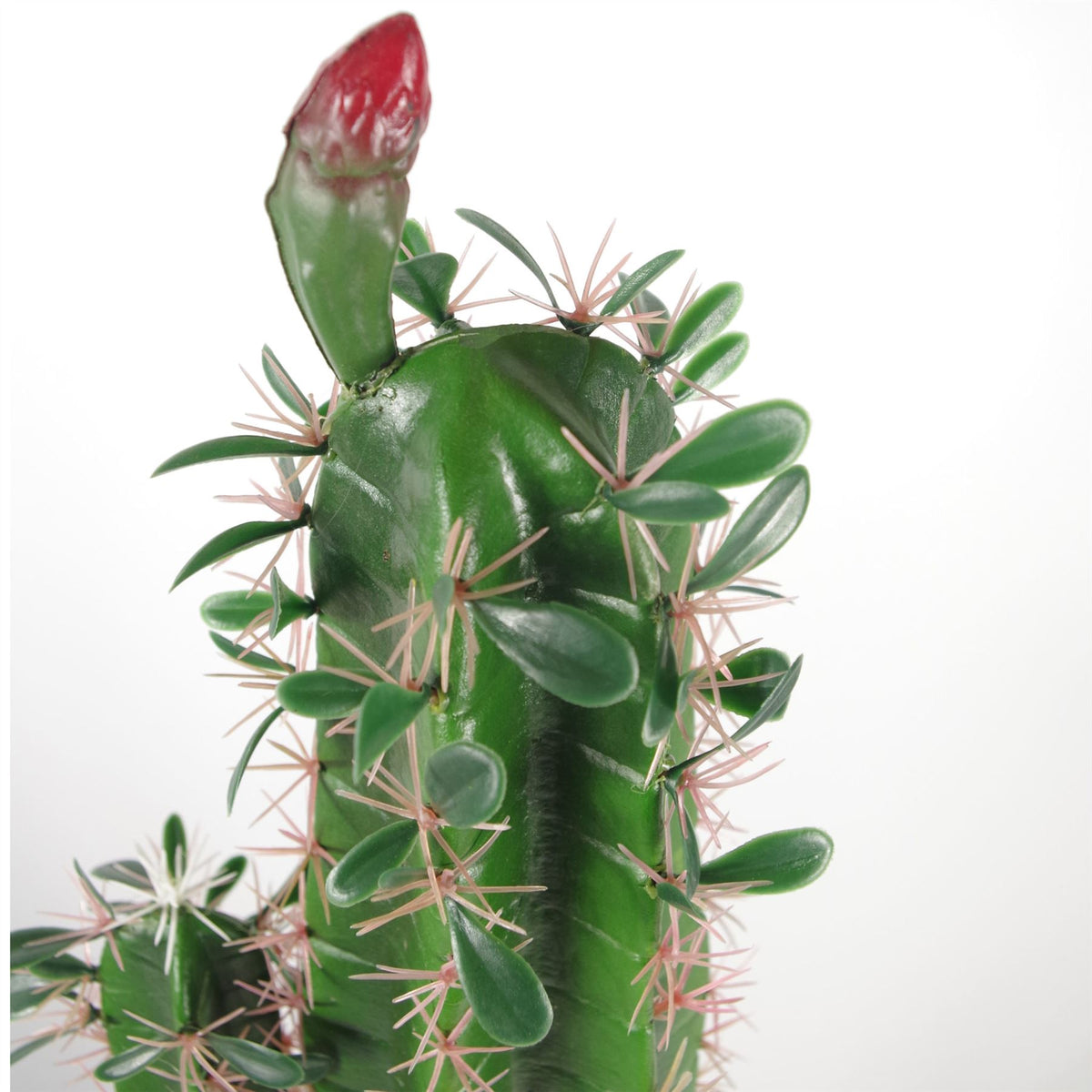 Leaf Design Large Artificial Cactus Plant with Weighted Pot – Tropical Indoor Decoration