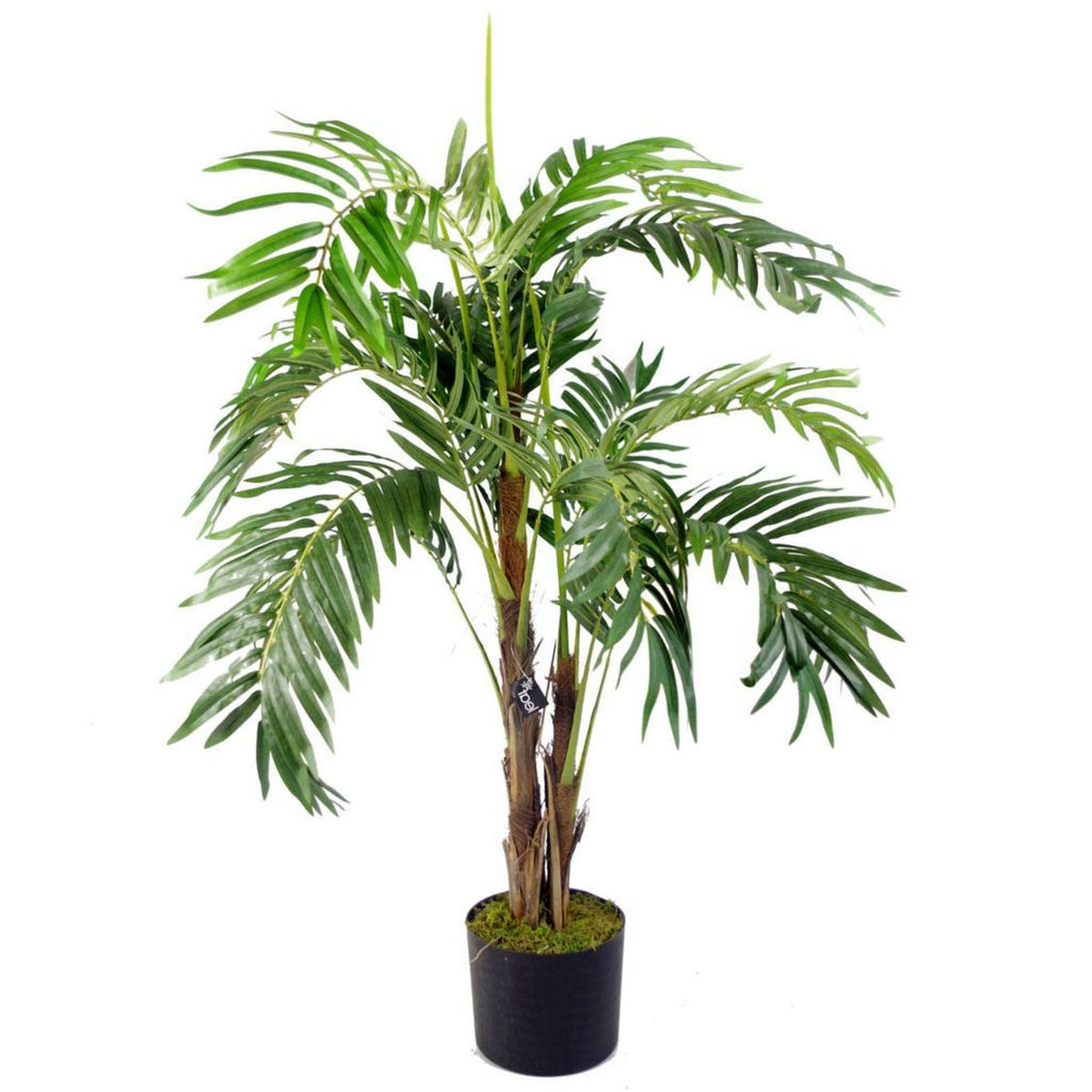 Leaf Design 120cm Large Realistic Artificial Palm Tree – Moss Covered Pot, Indoor Plant
