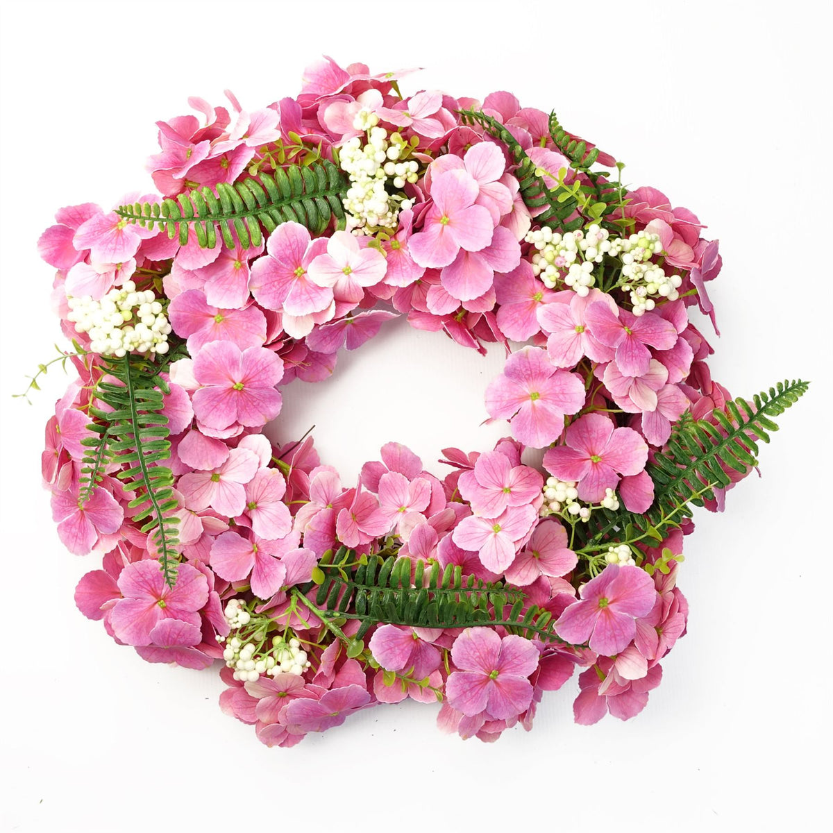 Leaf Design Large Artificial Pink Blossom Wreath, 40cm – Luxury Floral Door Decoration