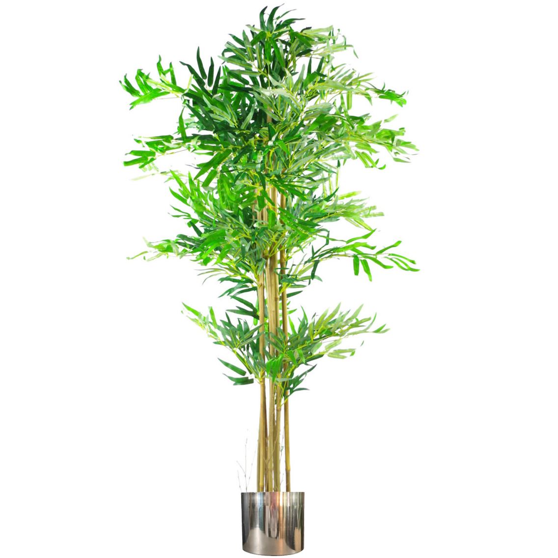 150cm (5ft) Realistic Artificial Bamboo Plants Trees – XL with Silver Metal Planter