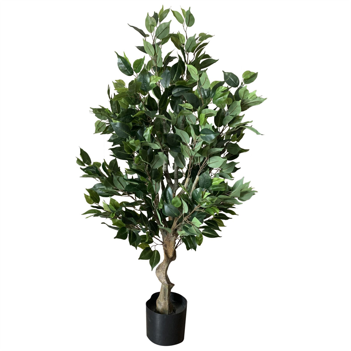 Leaf Premium 100cm Artificial Ficus Twist Tree with Gold Curve Planter – Realistic Indoor Faux Plant