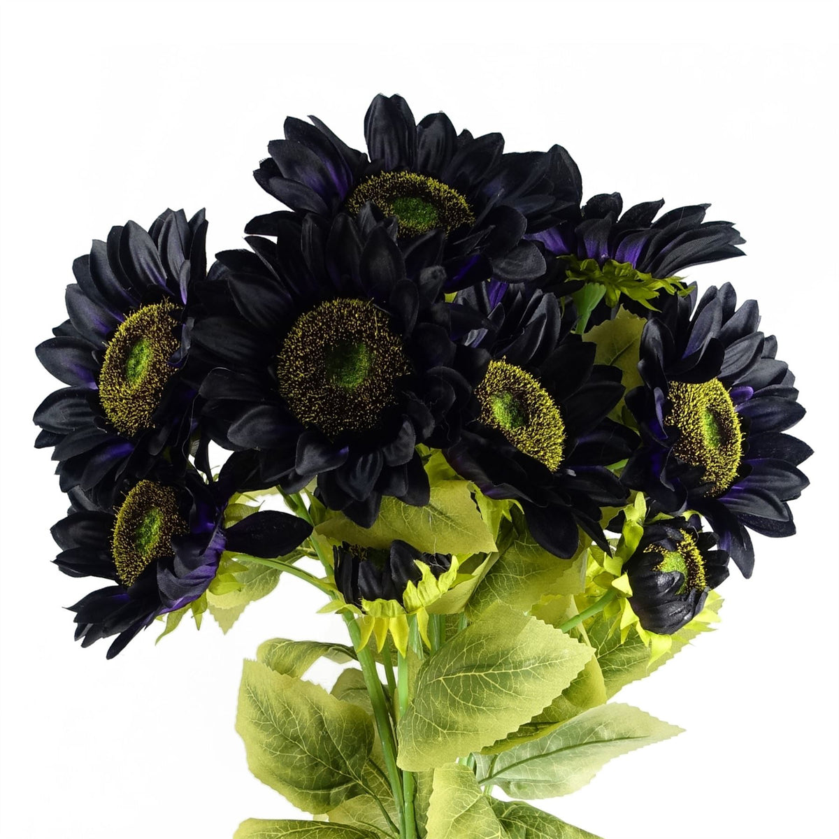 Leaf Purple Artificial Sunflower Stem with 3 Heads, 88cm – Wired Stem for Arrangements