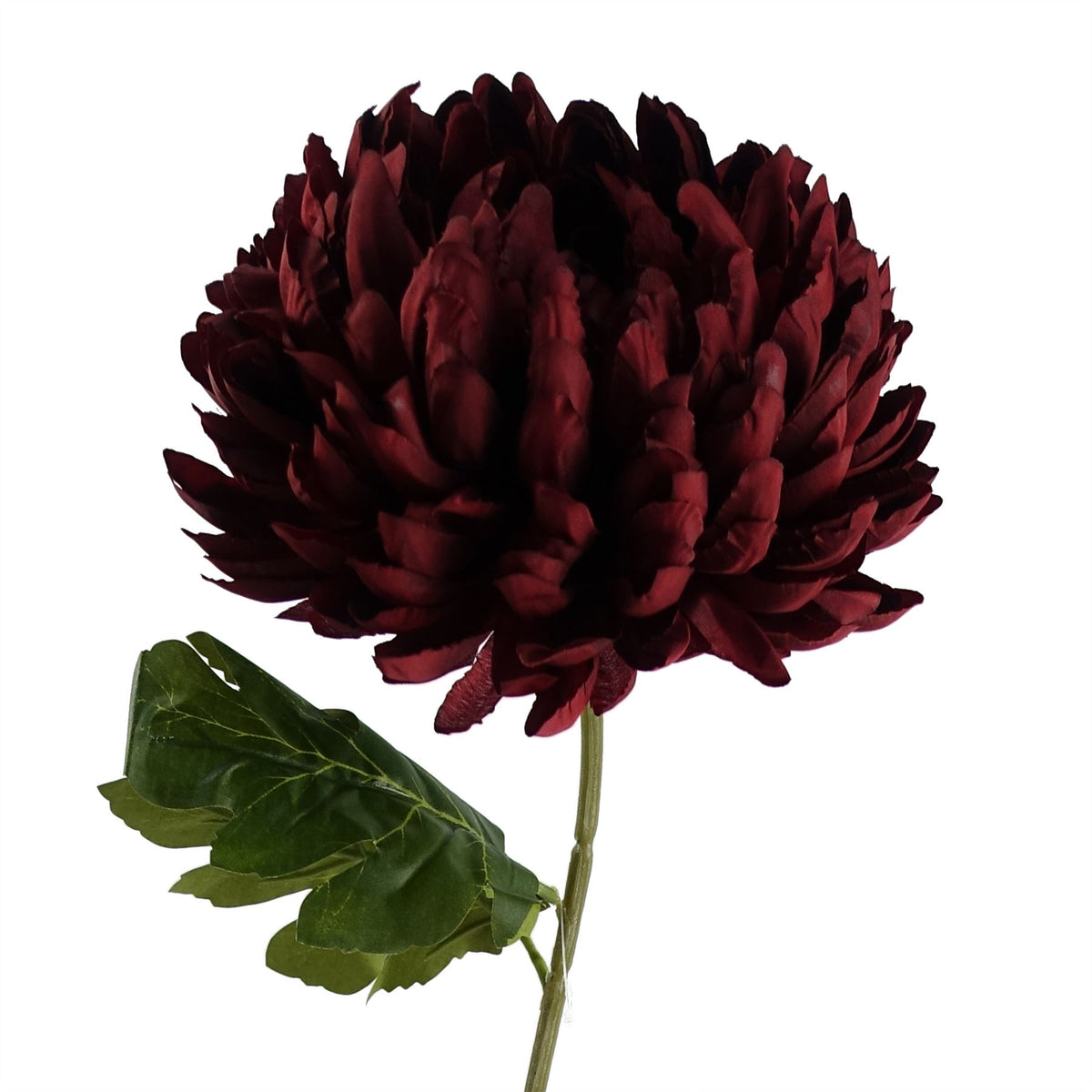 Leaf Extra Large Artificial Reflex Chrysanthemum Stem, 75cm – Silk Petals, Red