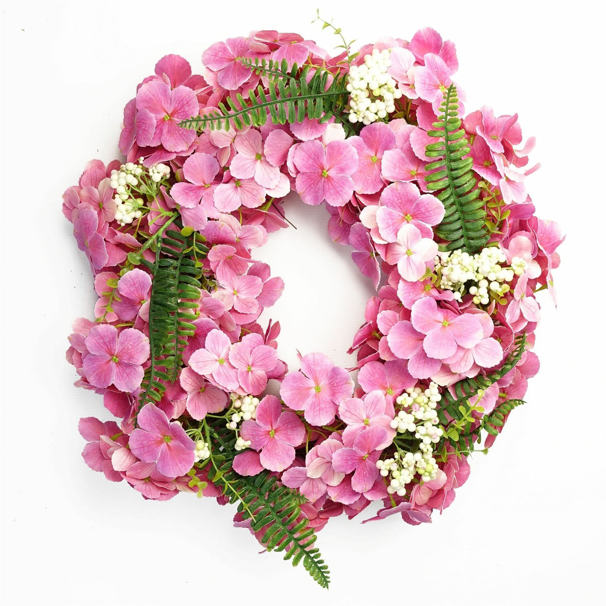 Leaf Artificial Pink Floral Blossom Wreath, 40cm – Luxury Floristry Door Decoration, Woven Base