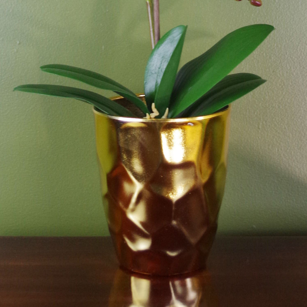 54cm Artificial Orchid Plant – Dark Pink Gold Pot