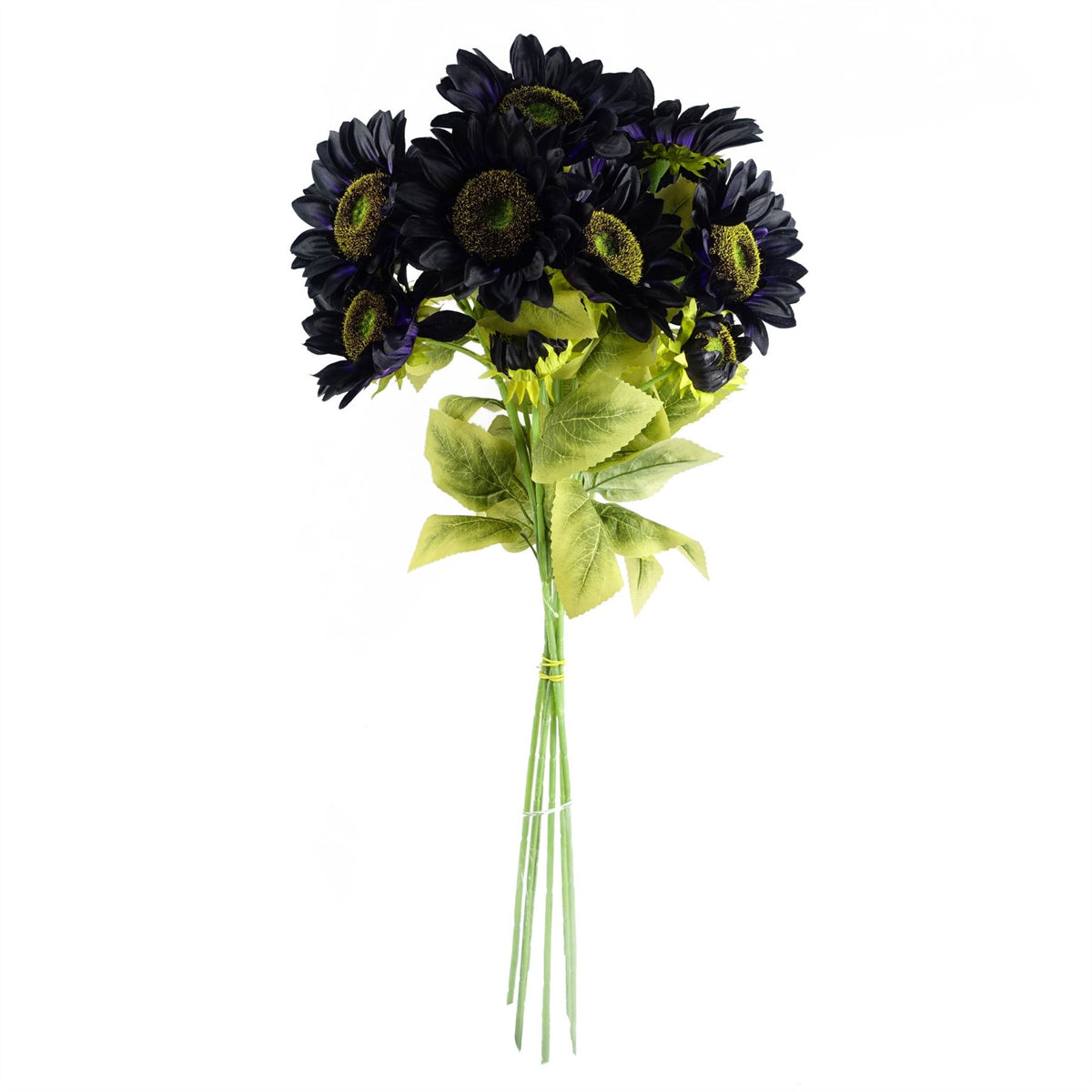 Leaf Pack of 6 Purple Artificial Sunflower Stems, 88cm with 3 Heads – Wired Faux Flowers for Arrangements
