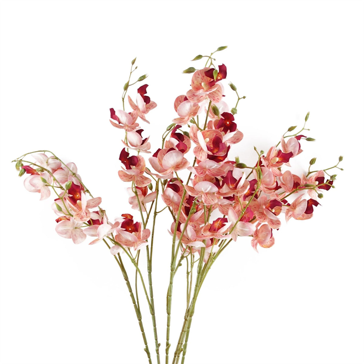 Leaf Pack of 6 Pink Artificial Mini Orchid Stems, 80cm – Wired Faux Flowers for Arrangements