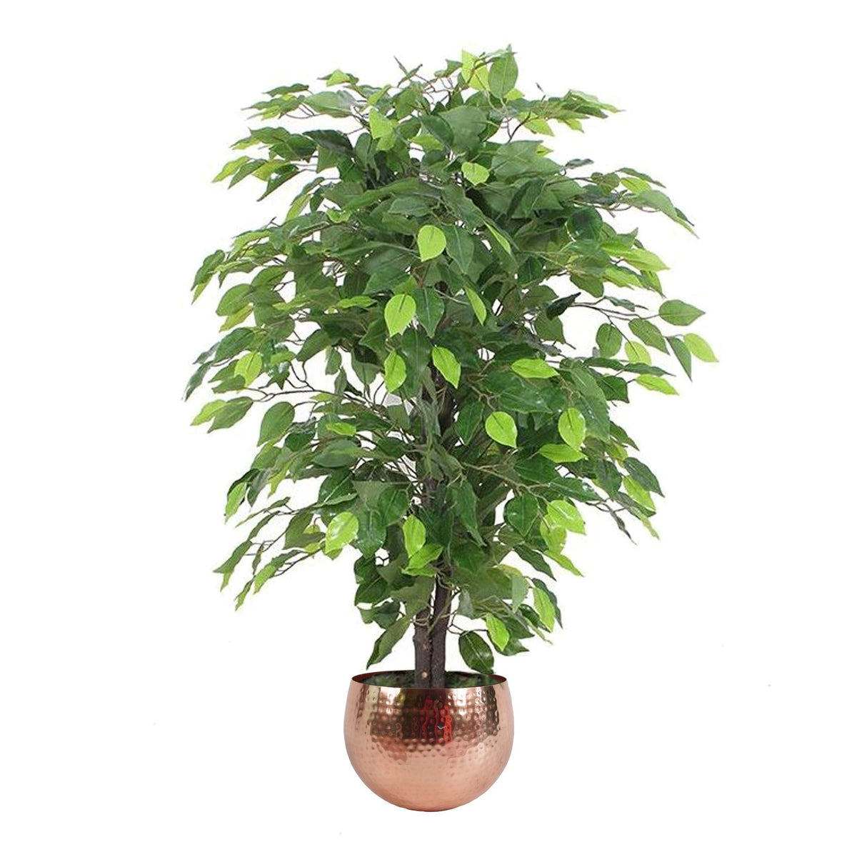 Leaf 90cm Artificial Ficus Tree with Copper Metal Planter – Realistic Indoor Faux Plant