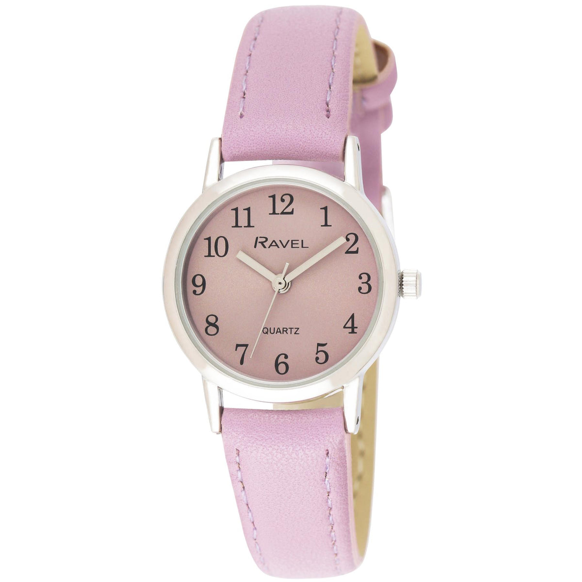 Ravel Women's Classic Easy Read Watch – 27mm Polished Case, Croco Faux Leather Strap