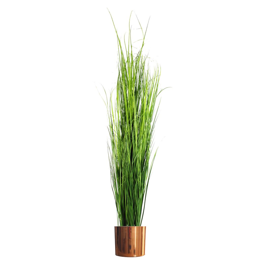 130cm Artificial Extra Large Grass Plant with Copper Metal Planter
