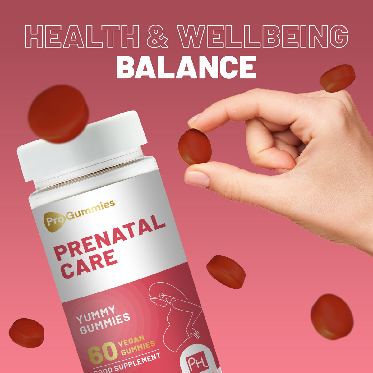 Prowise Prenatal Care Gummies with 400mcg Folic Acid – 60 Vegan Pregnancy Vitamins & Minerals for Women