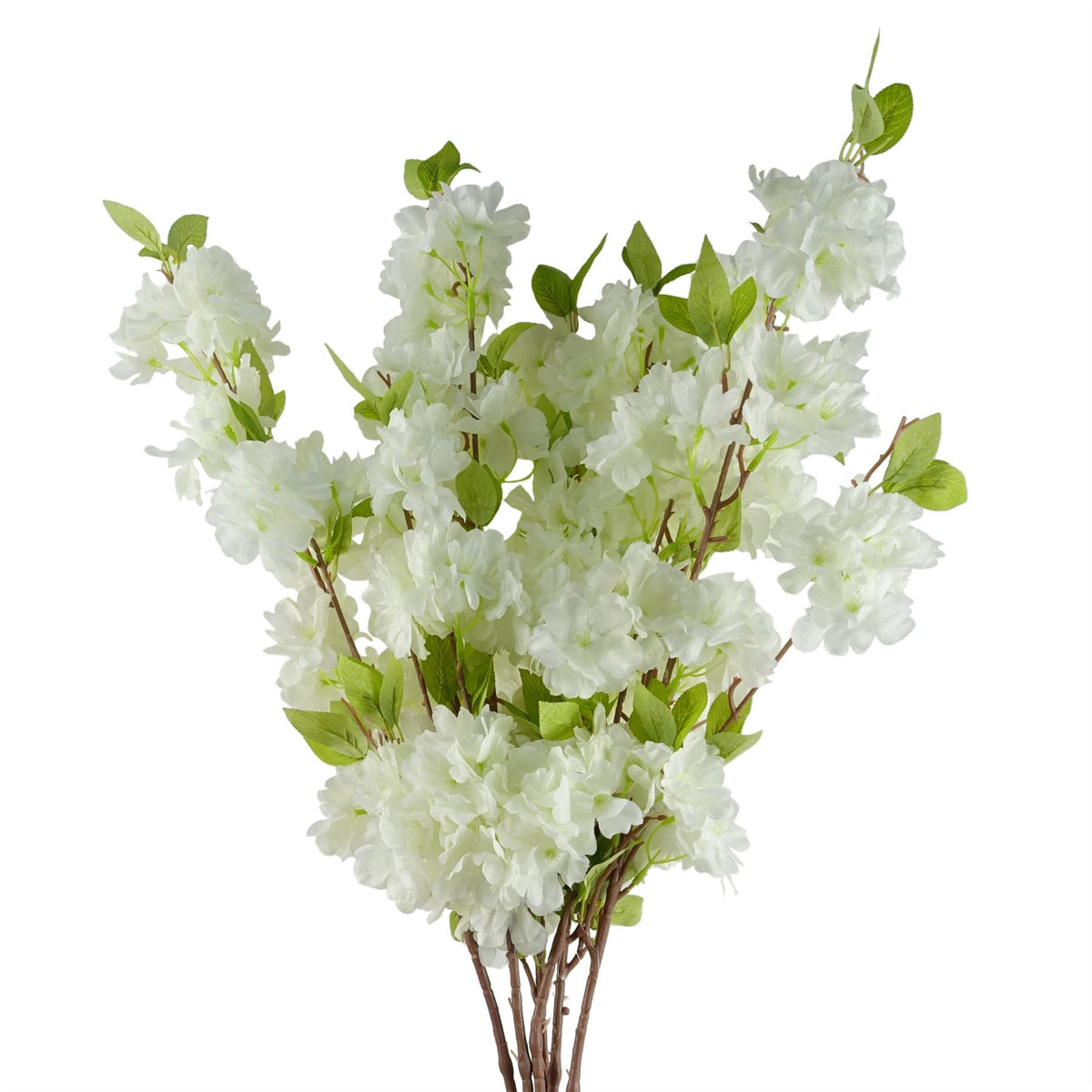 Leaf Design UK Pack of 6 Artificial Blossom Stems with Silk Flowers – 100cm Floral Decor, White