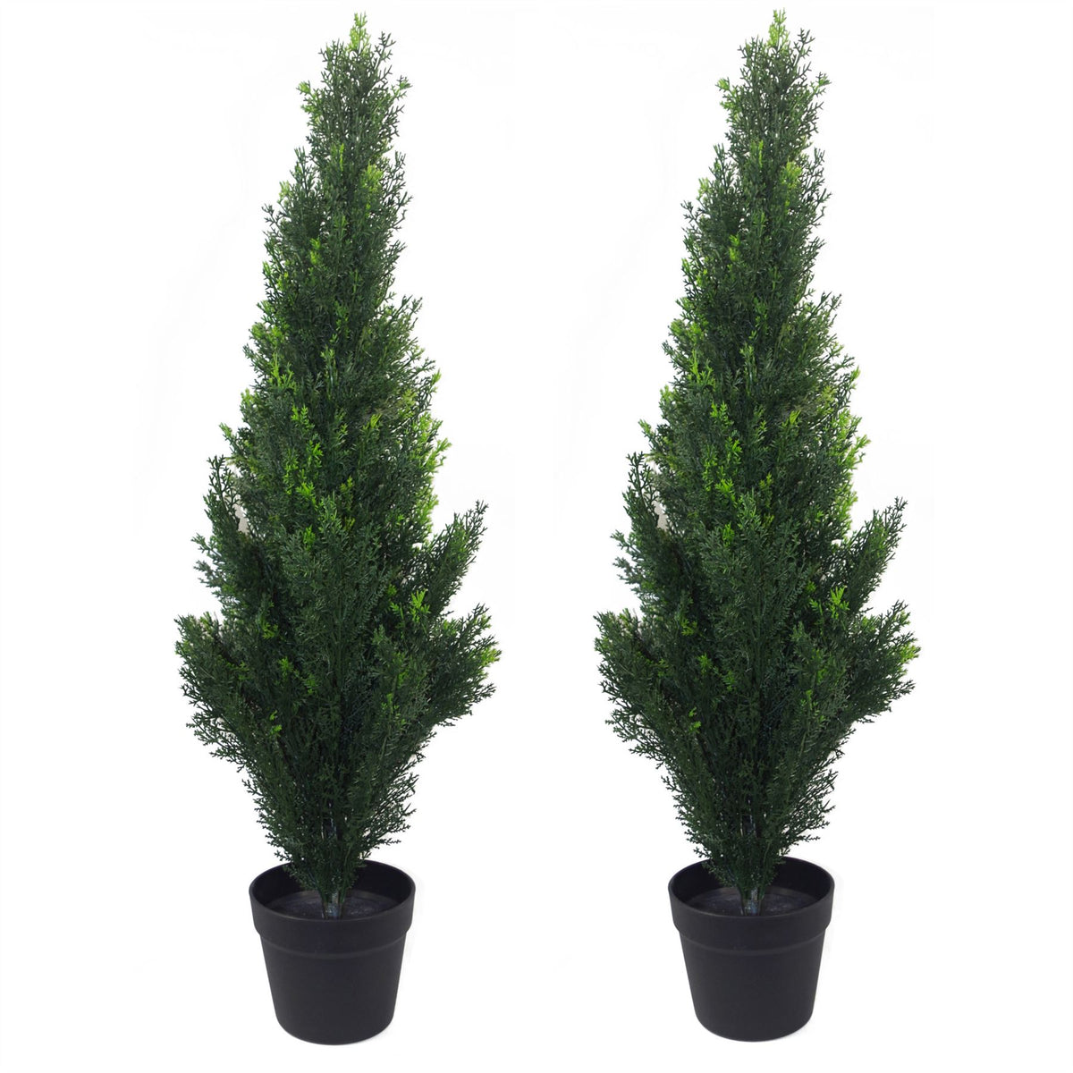 Leaf Design UK 90cm Pair of Artificial Cedar Cypress Topiary Trees – UV Resistant, Indoor and Outdoor