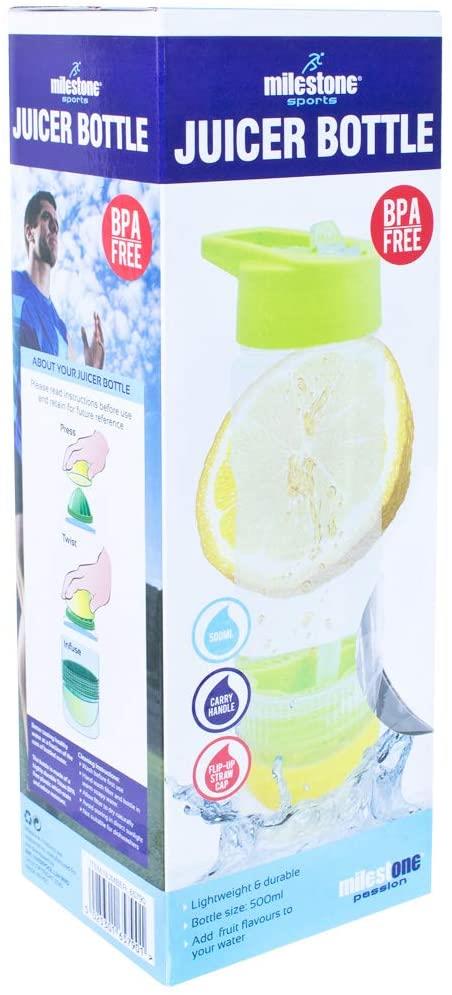 Milestone Juice Twist Water Bottle, 700ml – BPA Free Fruit Infuser with Retracting Spout, Lime