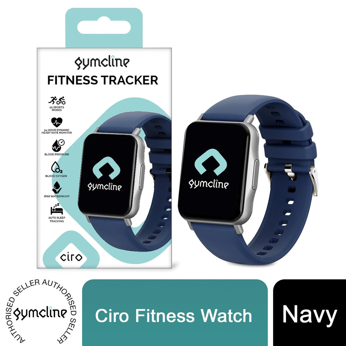 Gymcline Ciro Fitness Tracker with 1.69" Touchscreen, 25 Sports Modes & IP68 Water Protection, Navy