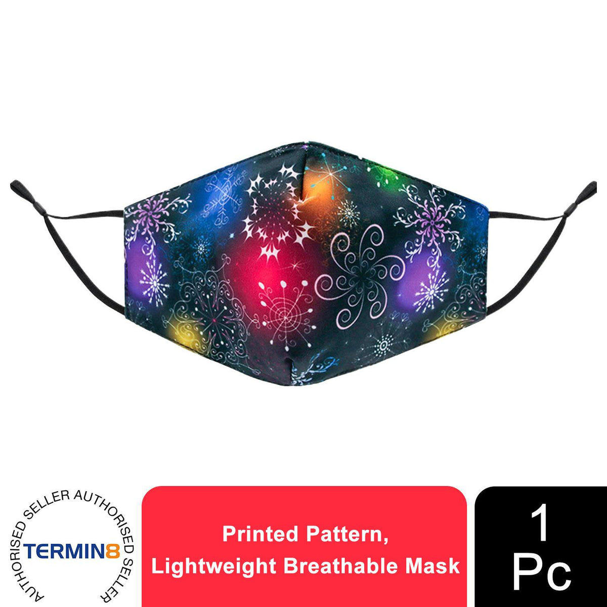 Termin8 Printed Christmas Snowman Face Mask, Lightweight Breathable Cotton Blend – Adult, Design 1