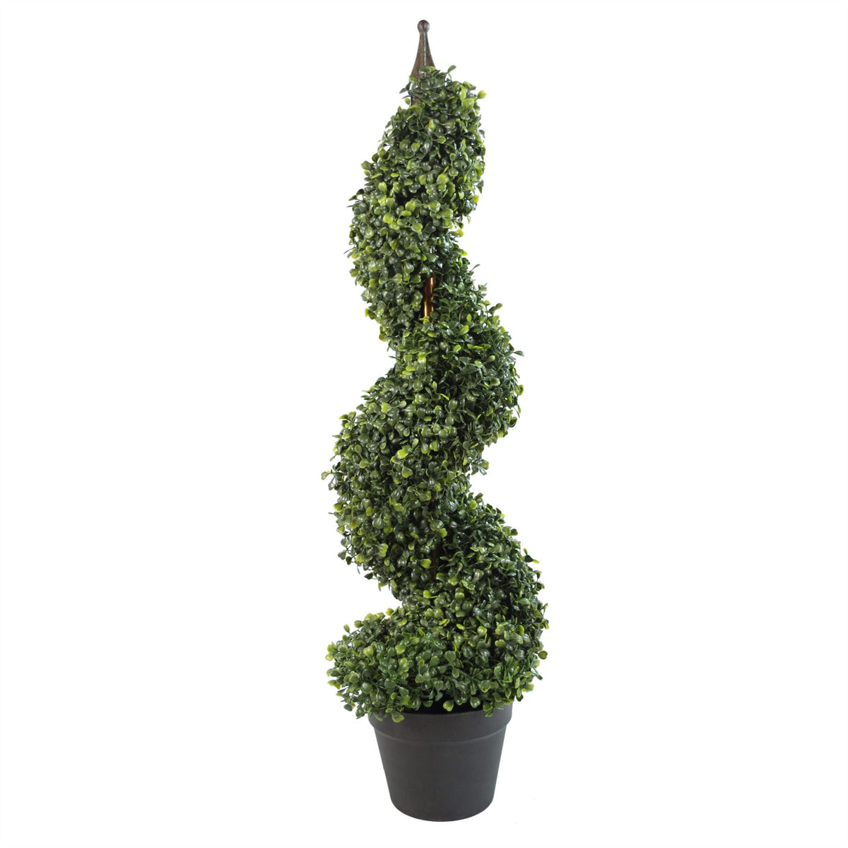 Leaf Design UK 90cm (3ft) Artificial Boxwood Tower Tree with Spiral Metal Top – Indoor and Outdoor Topiary