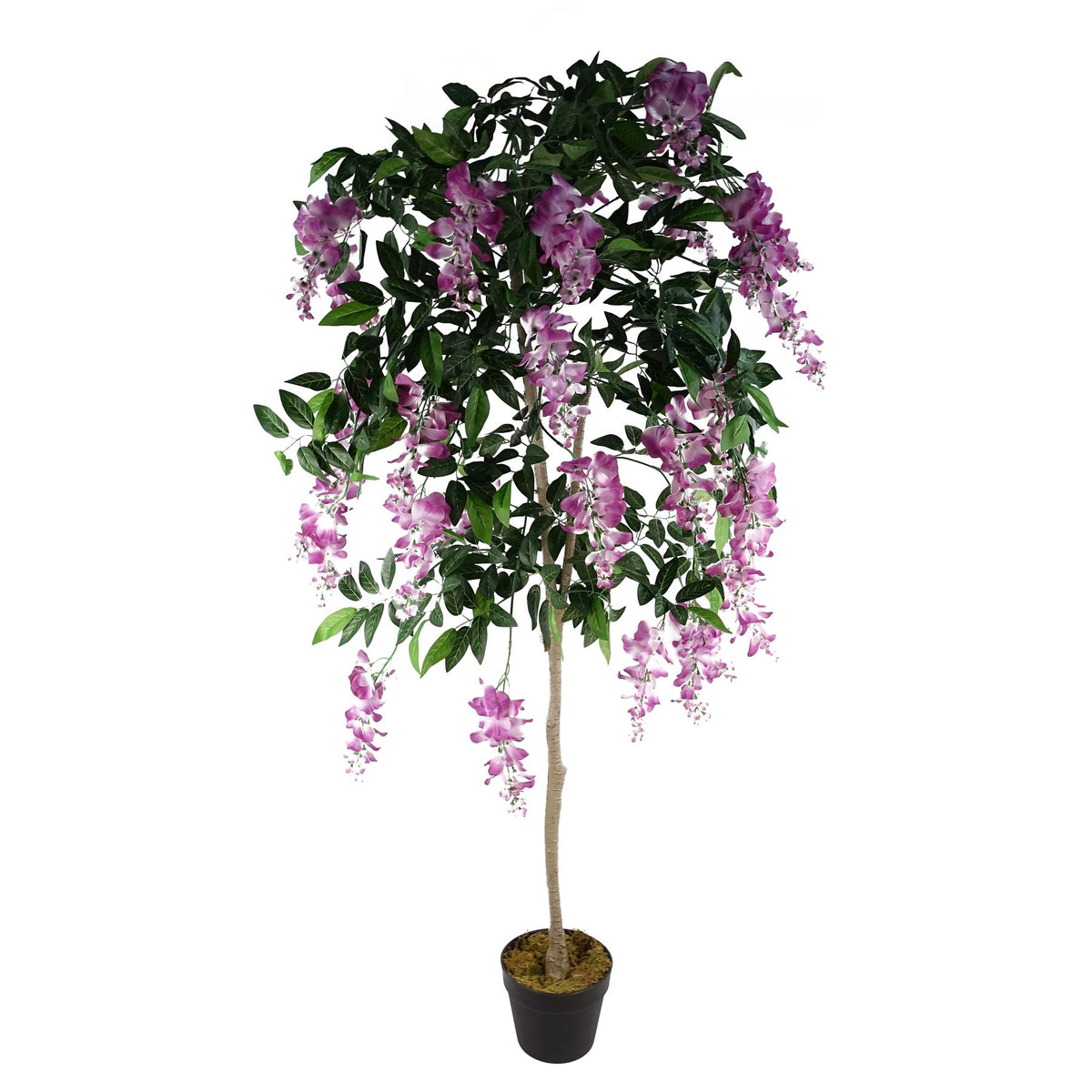 Leaf Design Artificial Light Pink Wisteria Tree, 150cm – Realistic Foliage, Wired Stems, Indoor Decor