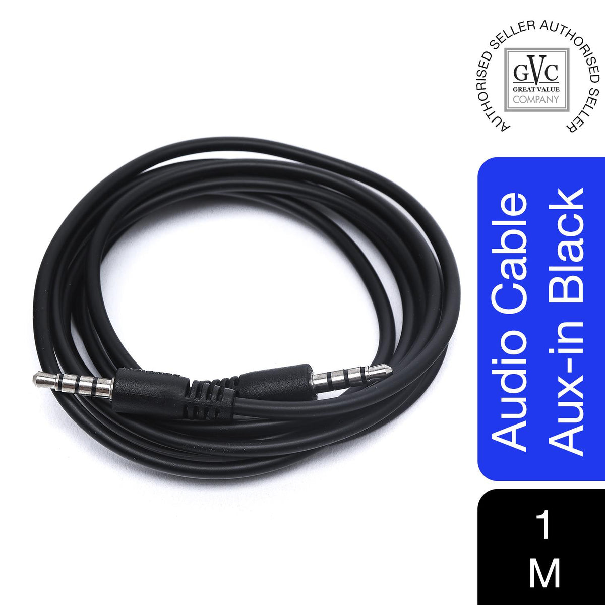 GVC 3.5mm Stereo AUX Audio Cable, 1m – Headphone Jack Cable for Car, Home Speakers & Headphones
