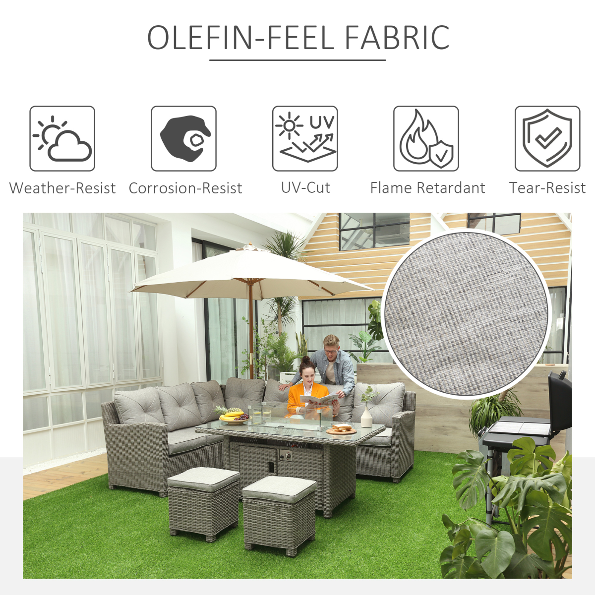 Outsunny Rattan Sofa Set side view