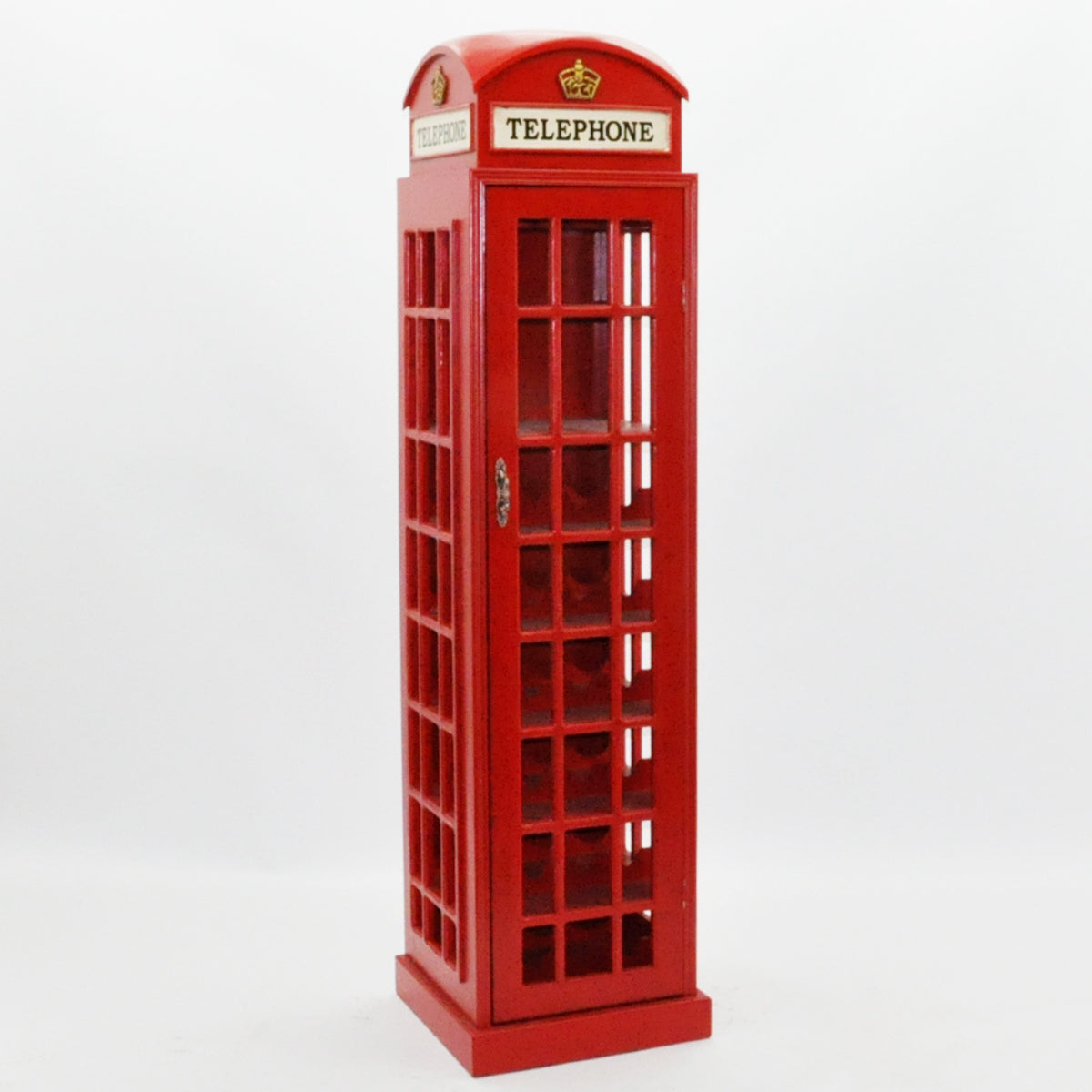 MSL Telephone Box Wine Cabinet, 171cm Tall with 28 Bottle Capacity – Hand Finished UK Phone Box Design