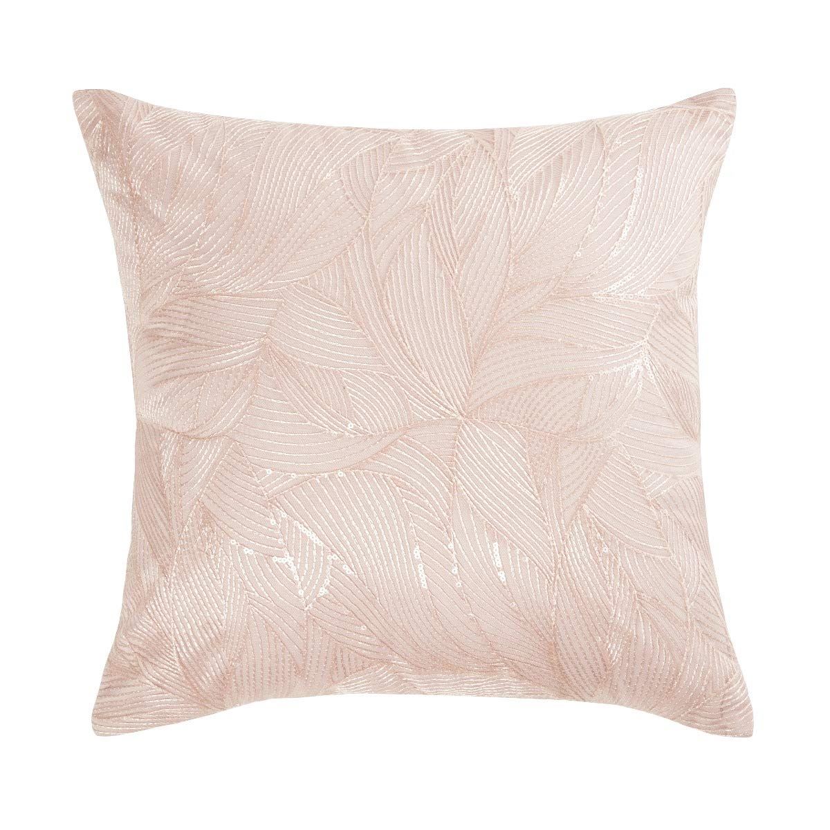 Sequin Leaves Blush Filled Cushion, 40 x 40cm