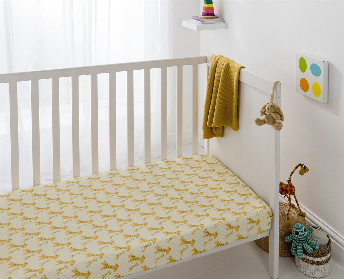 Organic Cotton Giraffe Crib Sheet, Soft Fitted Sheet for Crib and Toddler Bed Mattresses – 1 Pack