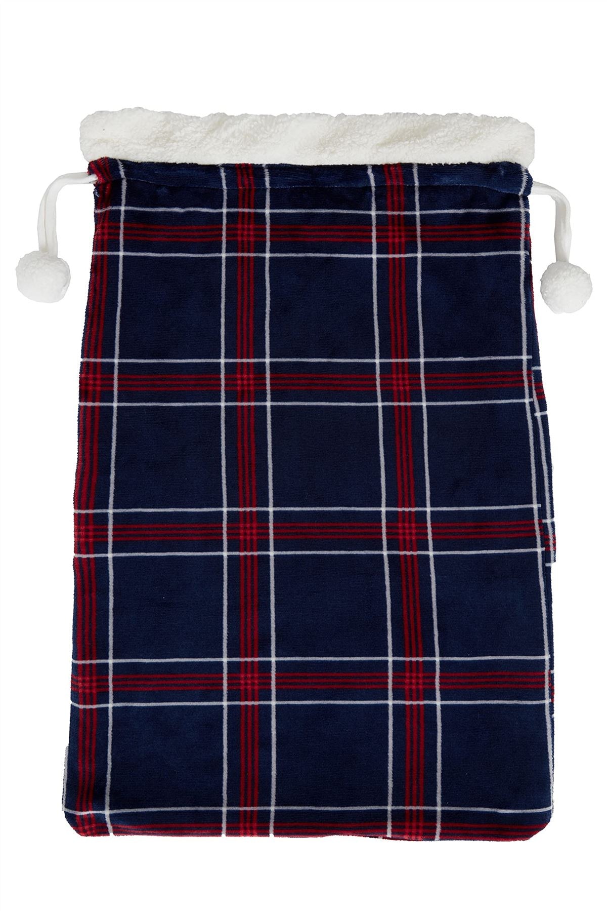 Navy check fleece Christmas sack