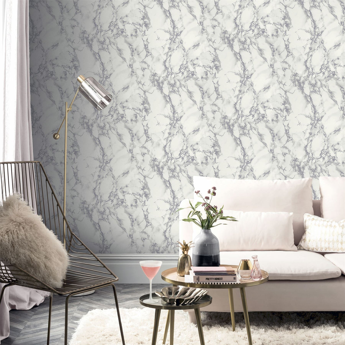 Arthouse Carrara Marble Wallpaper, Light Grey Marble Effect – Paste the Paper, Silver