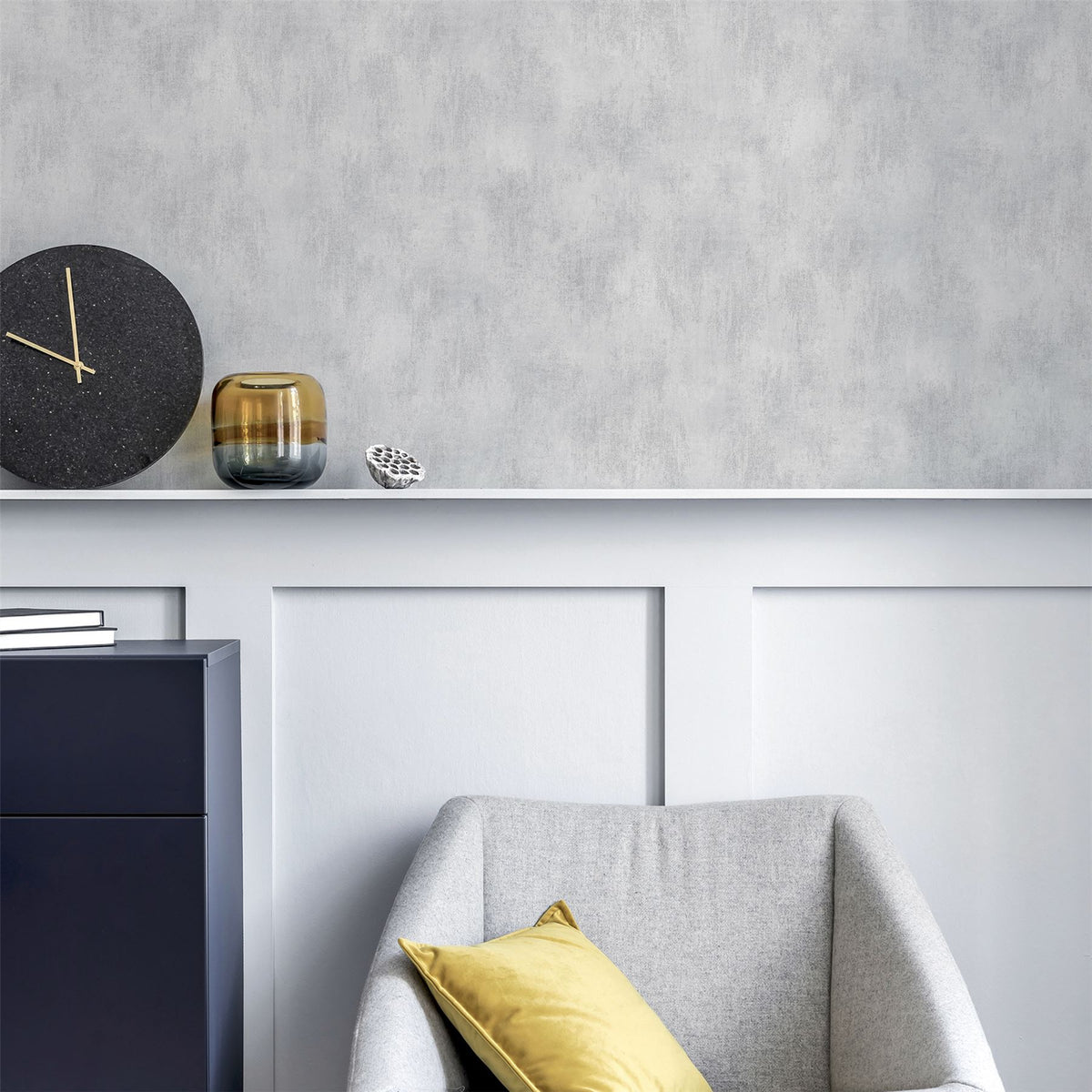 Arthouse Brushed Texture Wallpaper, Grey & Silver – Textured Stone Effect with Metallic Highlights