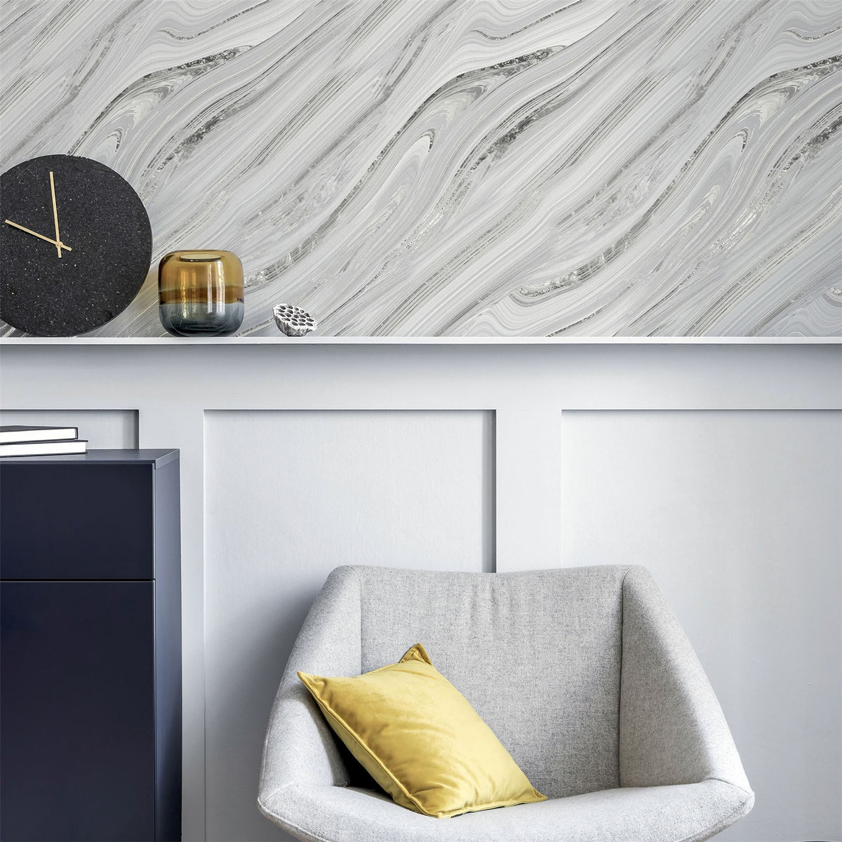 Arthouse Soft Mineral Wallpaper, Silver Glitter – Contemporary Mineral Effect for Feature Walls